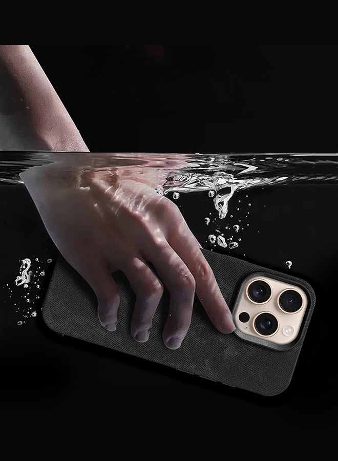 MARGOUN Alcantara Case Cover For Apple iPhone 16 Pro Max Premium Quality Luxurious Soft Touch Protection With Metal Camera Frame Black-1  - Image 4