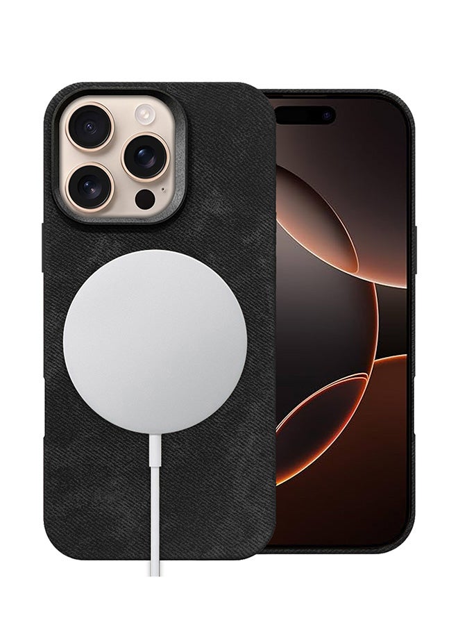 MARGOUN Alcantara Case Cover For Apple iPhone 16 Pro Max Premium Quality Luxurious Soft Touch Protection With Metal Camera Frame Black-1  - Image 2