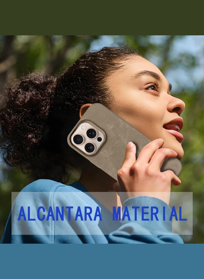 2Packs iPhone 16 Pro Max Alcantara Case Cover Premium Quality Luxurious Soft Touch Protection with Metal Camera Frame with a 3D Screen Protector - Desert Titanium Desert Titanium-2
