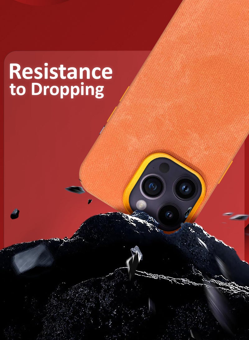 MARGOUN 3Packs iPhone 14 Pro Max Alcantara Case Cover Premium Quality Luxurious Soft Touch Protection with Metal Camera Frame with Two 3D Screen Protectors - Orange Orange-3 - Image 3