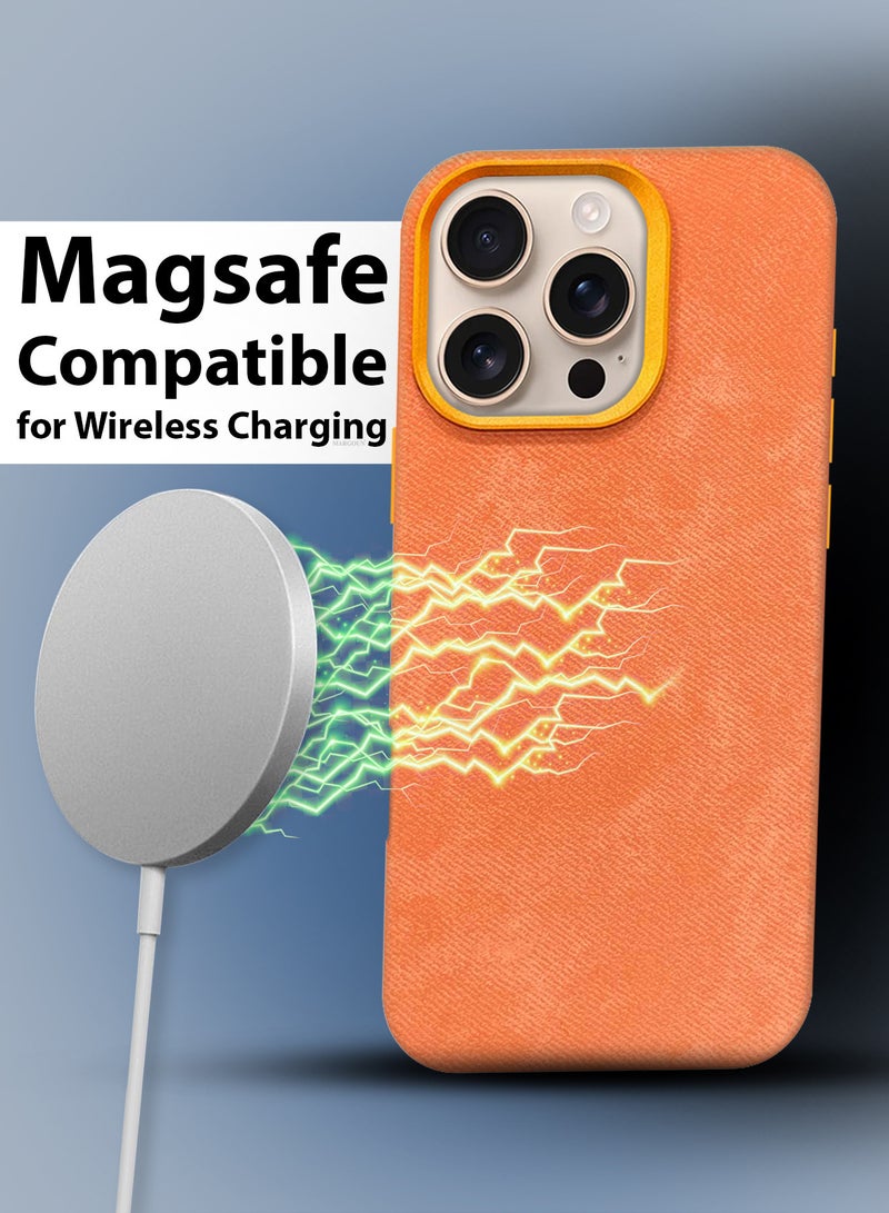 MARGOUN 3Packs iPhone 16 Pro Max Alcantara Case Cover Premium Quality Luxurious Soft Touch Protection with Metal Camera Frame with Two 3D Screen Protectors - Orange Orange-3  - Image 5