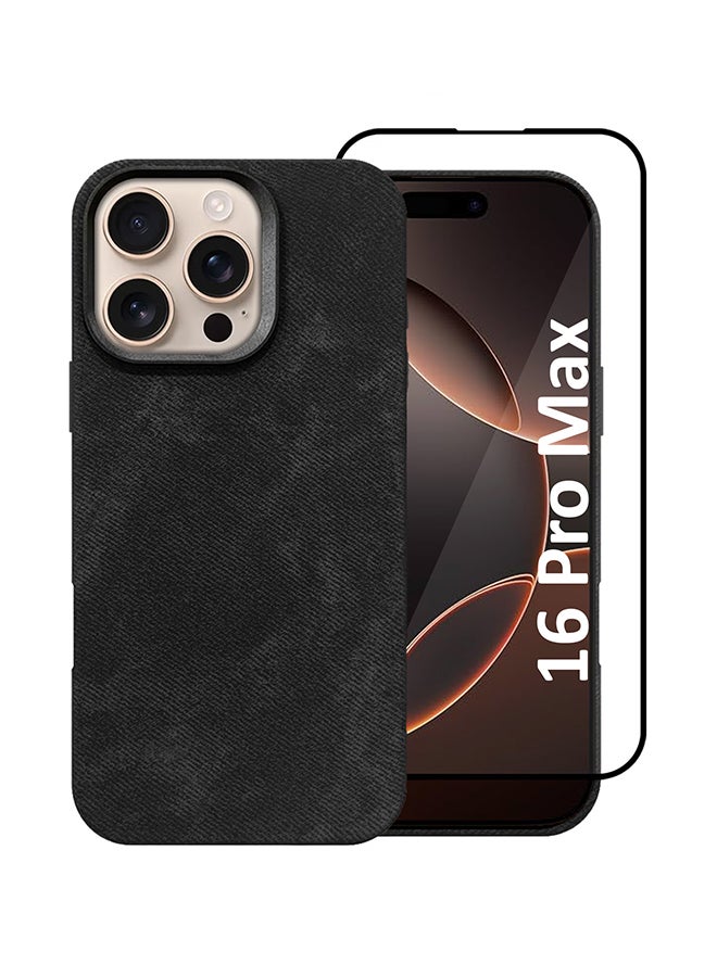 MARGOUN 2 Packs Alcantara Case Cover For Apple iPhone 16 Pro Max Premium Quality Luxurious Soft Touch Protection with Metal Camera Frame with 3D Screen Protector Black-2  - Image 1