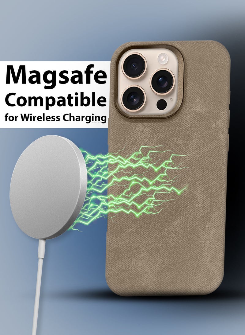 iPhone 16 Pro Max Alcantara Case Cover Premium Quality Luxurious Soft Touch Protection with Metal Camera Frame - Desert Titanium Desert Titanium-1