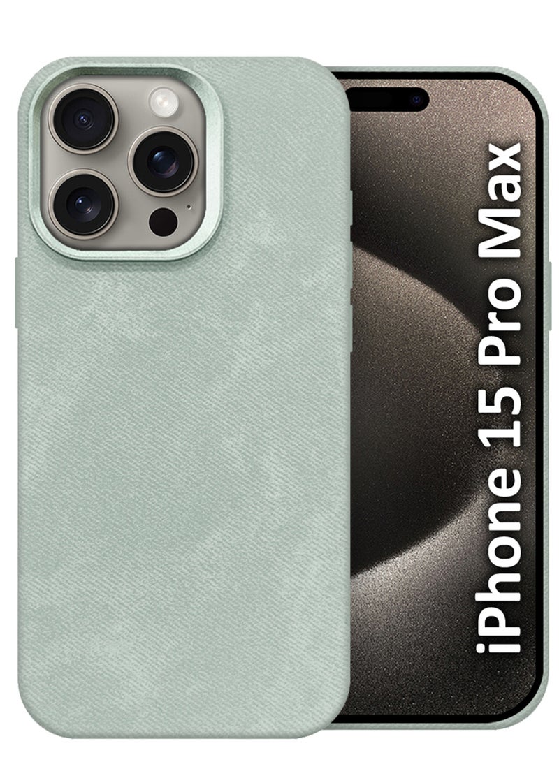MARGOUN iPhone 15 Pro Max Alcantara Case Cover Premium Quality Luxurious Soft Touch Protection with Metal Camera Frame - Natural Titanium Natural Titanium-1  - Image 1