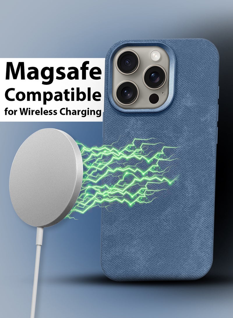 MARGOUN iPhone 15 Pro Max Alcantara Case Cover Premium Quality Luxurious Soft Touch Protection with Metal Camera Frame - Sierra Blue Sierra Blue-1 - Image 4