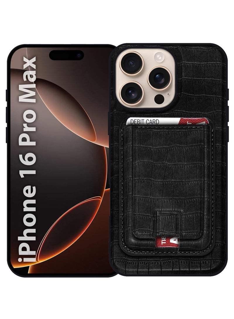 MARGOUN iPhone 16 Pro Max Case, Soft Flexible PU Leather, Durable Anti-Scratch Case with Detachable Classic Card Wallet Holder Black-1  - Image 1