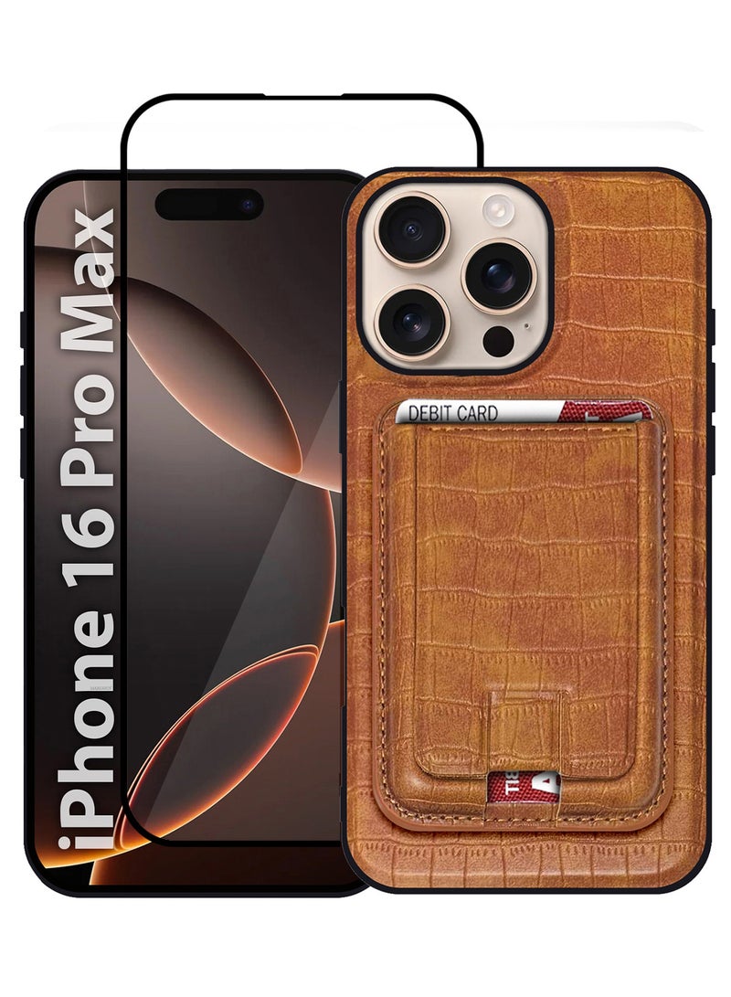 MARGOUN iPhone 16 Pro Max Case 2 Pack, Soft Flexible PU Leather, Durable Anti-Scratch Case with Detachable Classic Card Wallet Holder,1 case 1 Screen Protector walnut-2  - Image 2
