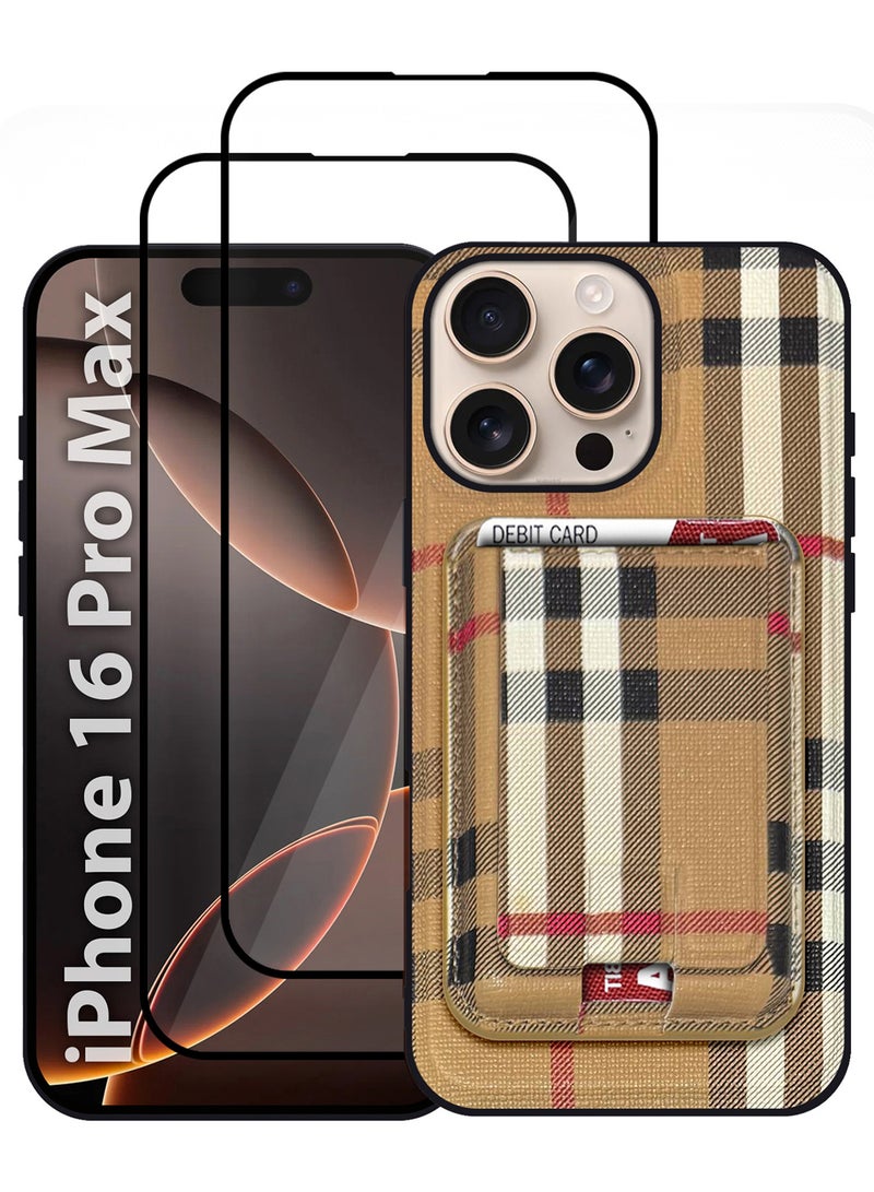 MARGOUN iPhone 16 Pro Max Case 3 Pack, Soft Flexible PU Leather, Durable Anti-Scratch Case with Detachable Classic Card Wallet Holder,1 case 2 Screen Protectors Brown-3  - Image 2