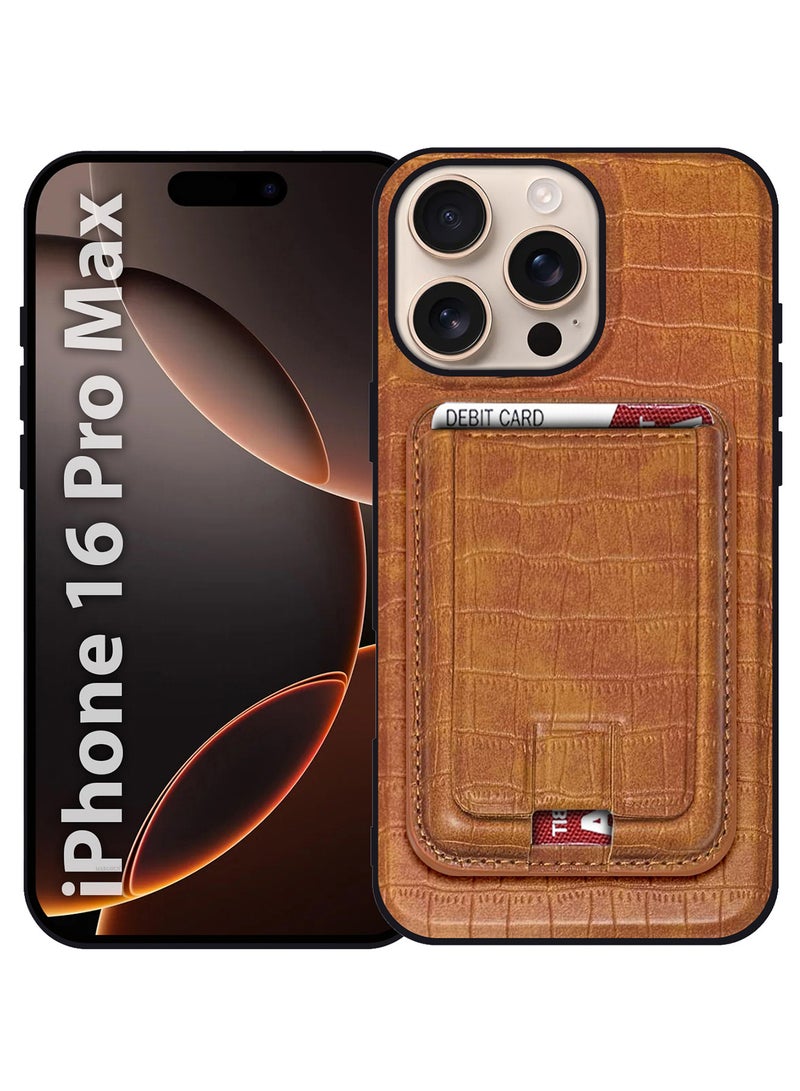 MARGOUN iPhone 16 Pro Max Case, Soft Flexible PU Leather, Durable Anti-Scratch Case with Detachable Classic Card Wallet Holder walnut-1  - Image 1