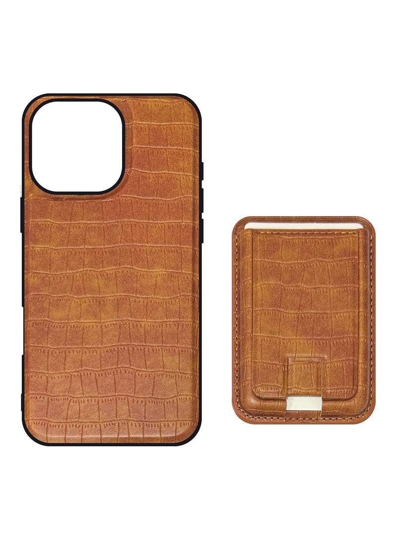 MARGOUN iPhone 16 Pro Max Case, Soft Flexible PU Leather, Durable Anti-Scratch Case with Detachable Classic Card Wallet Holder walnut-1  - Image 2