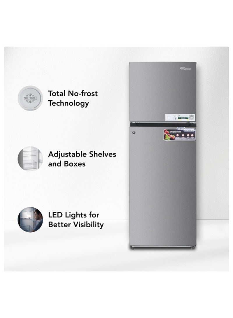 سوبر جنرال - 410L Gross &333L Net Capacity Top Mount Double Door Refrigerator with Dual Inverter Compressor, Total No Frost and LED Lighting- SGR415I Inox - Image 1