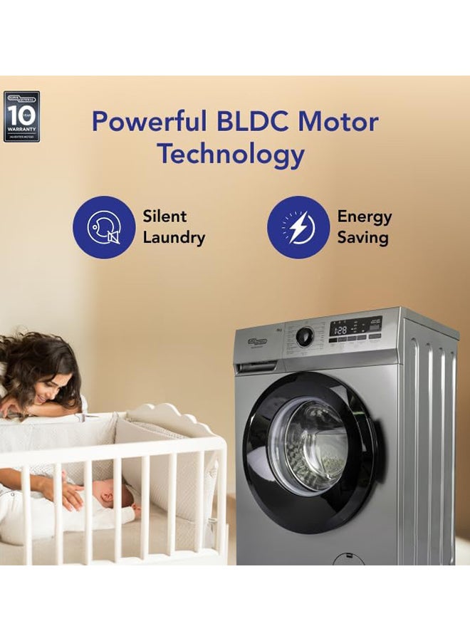 SUPER GENERAL 8 Kg Front Load Washing Machine ,1400 RPM,15 Programs with Quick Wash and BLDC Inverter Motor, Built in Heater, LED Display SGW8250NLEDS Silver - Image 3