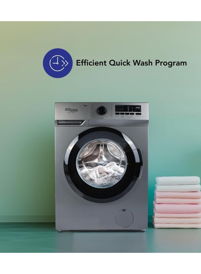 SUPER GENERAL 8 Kg Front Load Washing Machine ,1400 RPM,15 Programs with Quick Wash and BLDC Inverter Motor, Built in Heater, LED Display SGW8250NLEDS Silver - Image 2