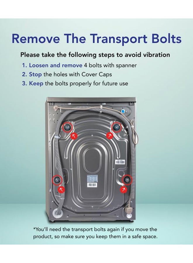 SUPER GENERAL 8 Kg Front Load Washing Machine ,1400 RPM,15 Programs with Quick Wash and BLDC Inverter Motor, Built in Heater, LED Display SGW8250NLEDS Silver - Image 4