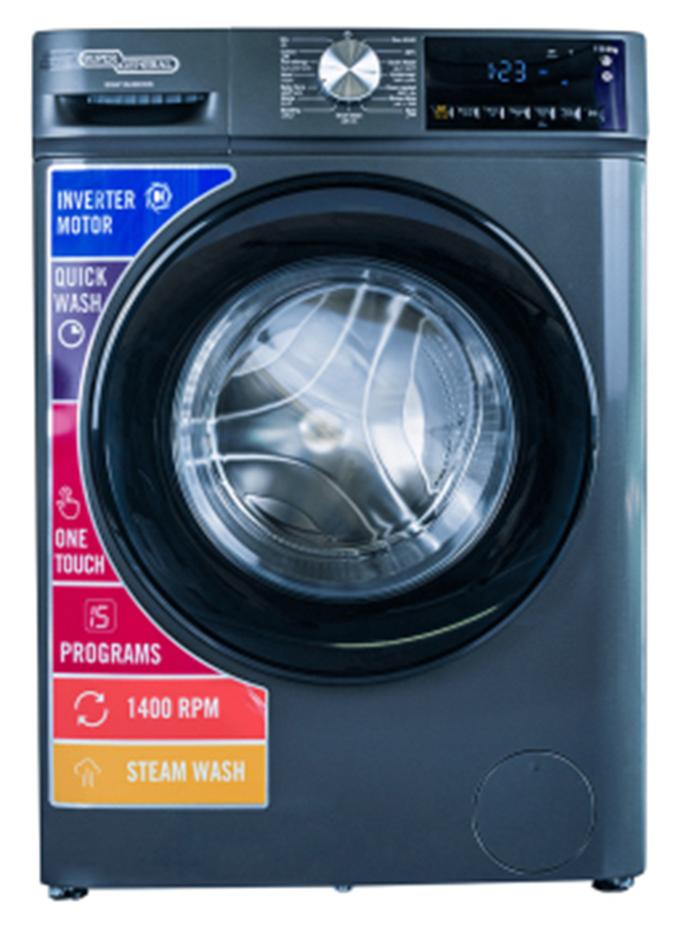 SUPER GENERAL 10 Kg Front Load Washing Machine, 1400 Rpm With Inverter Motor, Electronic Control 15 Programs With Quick And One Touch Wash, Built In Heater , Led Display SGW10450HDS Dark Silver - Image 1