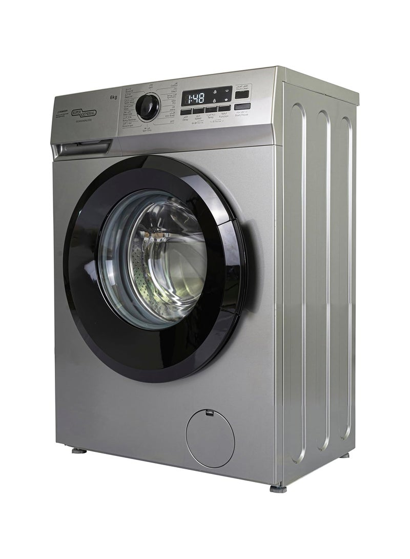 SUPER GENERAL - 6kg Front Load Washing Machine,1000RPM,15 Programs,Child lock With Drum Clean Function SGW6250NLEDS Silver - Image 1