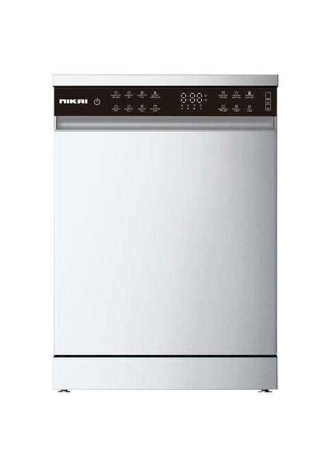 Freestanding Dishwasher - 15 Place Settings, 8 Wash Programs, Ultra-Quiet (42 dB), Energy Efficient, Advanced 3 Layer Spray Arms, Extra Dry System, Dual Wash, Adjustable Rack NDW158SS Silver