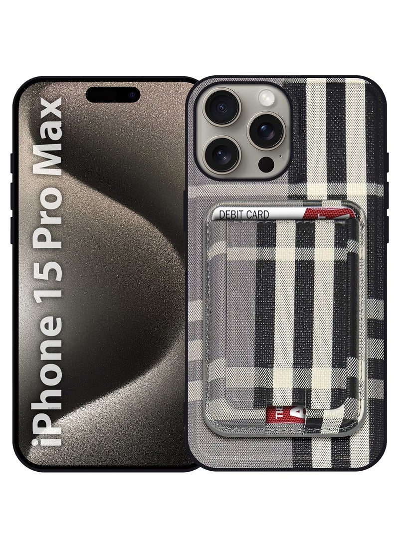 MARGOUN iPhone 15 Pro Max Case, Soft Flexible PU Leather, Durable Anti-Scratch Case with Detachable Classic Card Wallet Holder Greyblack-1  - Image 1