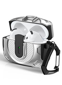 Case Hard Shell for Airpods 4 Protective Armor LED Visible Wireless Charging Case Cover with Lock - Silver Silver