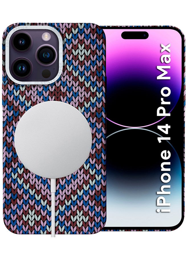 MARGOUN iPhone 14 Pro Max 2Packs MagEZ Case Cover Fusion Weaving Pattern Kevlar Fiber Bulletproof Vest Cover Protective Ultra Slim Magnetic, Screen and Camera Guard - Purple Purple-2k - Image 2