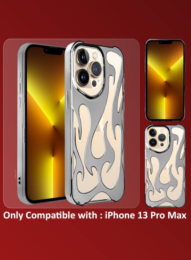 MARGOUN iPhone 13 Pro Max Case Cover Soft TPU and Glossy with Flame Design - Silver Silver-1s - Image 5