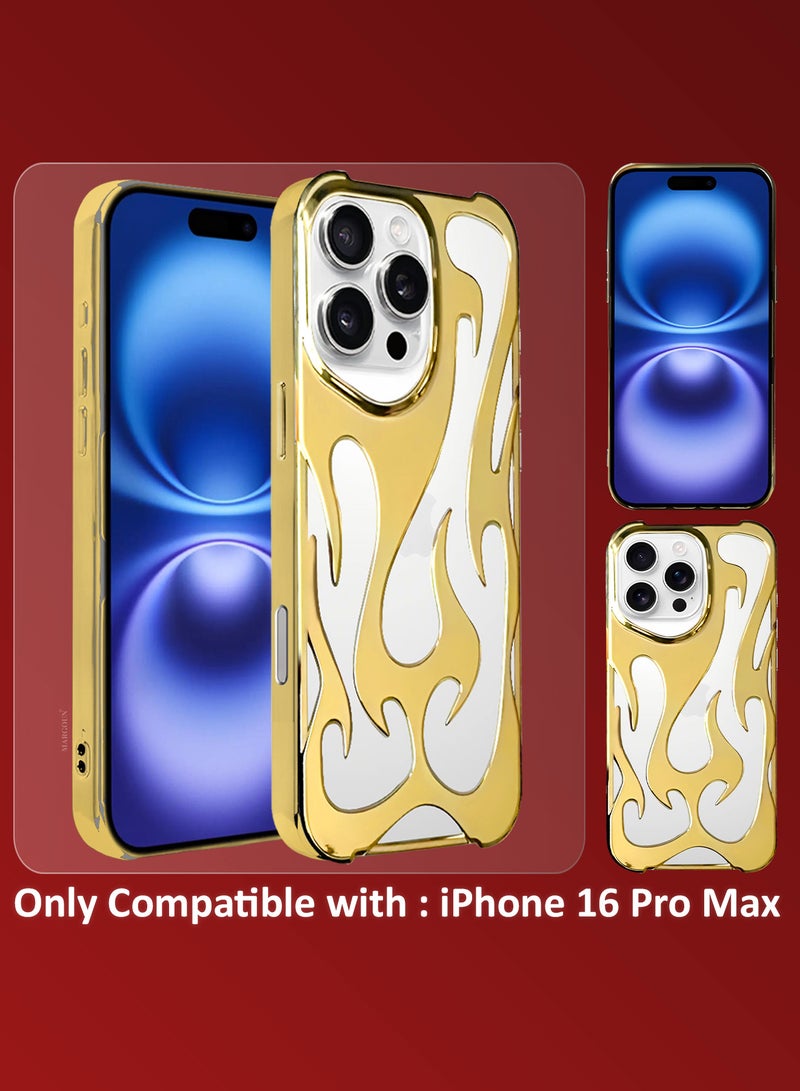 مارجون iPhone 16 Pro Max 3Packs Flame Case Cover Soft TPU and Glossy with Two 3D Shockproof Screen Protector - Gold Gold-3s - Image 5