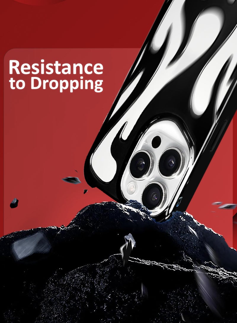 MARGOUN iPhone 16 Pro Max 3Packs Flame Case Cover Soft TPU and Glossy with Two 3D Shockproof Screen Protector - Black Black-3s - Image 3