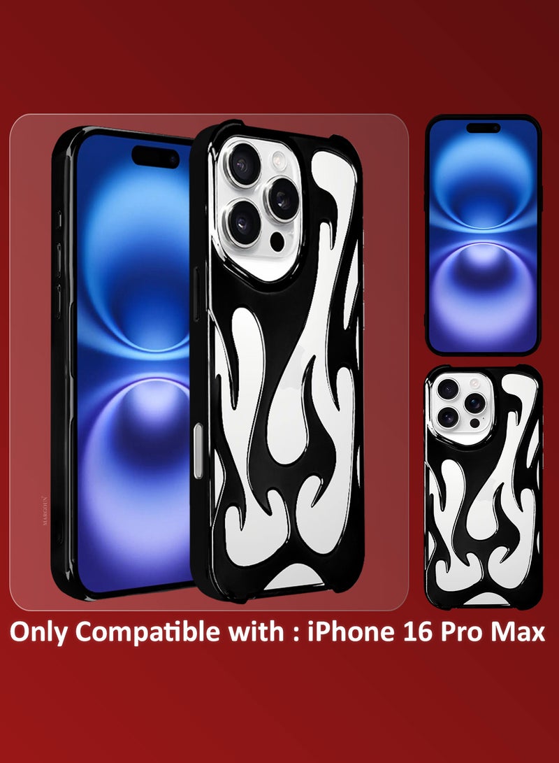 MARGOUN iPhone 16 Pro Max 3Packs Flame Case Cover Soft TPU and Glossy with Two 3D Shockproof Screen Protector - Black Black-3s - Image 5