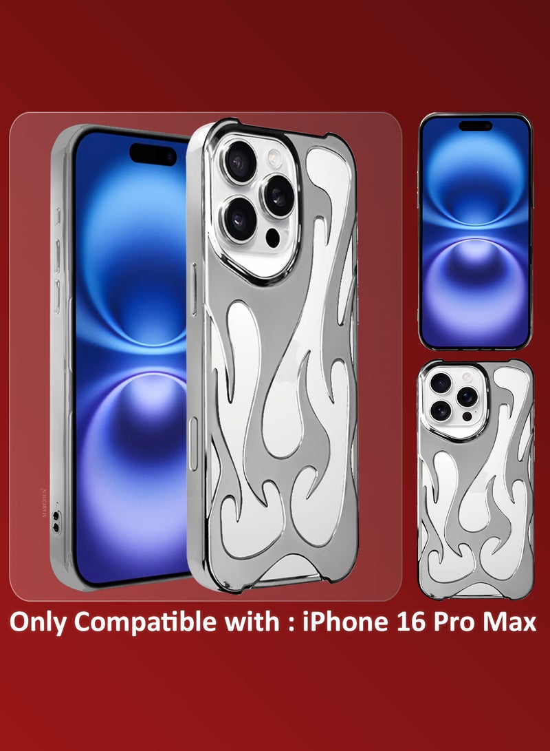 MARGOUN iPhone 16 Pro Max 2Packs Flame Case Cover Soft TPU and Glossy with 3D Shockproof Screen Protector - Silver Silver-2s - Image 5