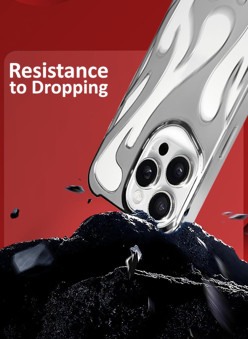 MARGOUN iPhone 16 Pro Max 2Packs Flame Case Cover Soft TPU and Glossy with 3D Shockproof Screen Protector - Silver Silver-2s - Image 3