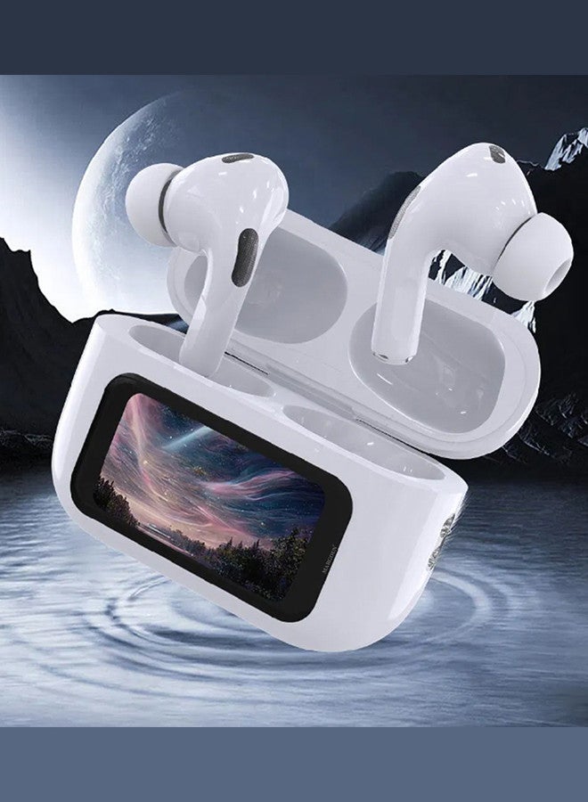 MARGOUN Wireless Earbuds Pods Pro 2 for Galaxy S25 Plus With Digital LED Display Touch Screen Noise Cancelling High Sound Quality Bluetooth Headphones - White White-d2 - Image 4