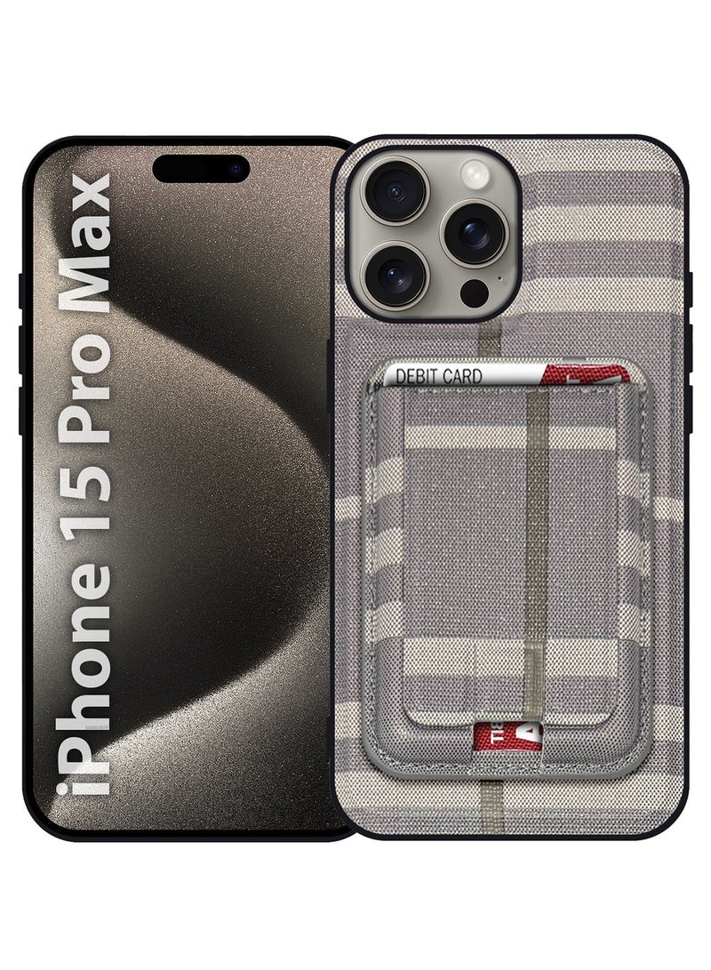 MARGOUN iPhone 15 Pro Max Case, Soft Flexible PU Leather, Durable Anti-Scratch Case with Detachable Classic Card Wallet Holder Greyish-1  - Image 1
