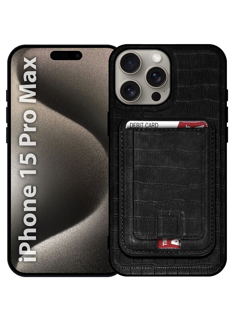 iPhone 15 Pro Max Case, Soft Flexible PU Leather, Durable Anti-Scratch Case with Detachable Classic Card Wallet Holder Black-1