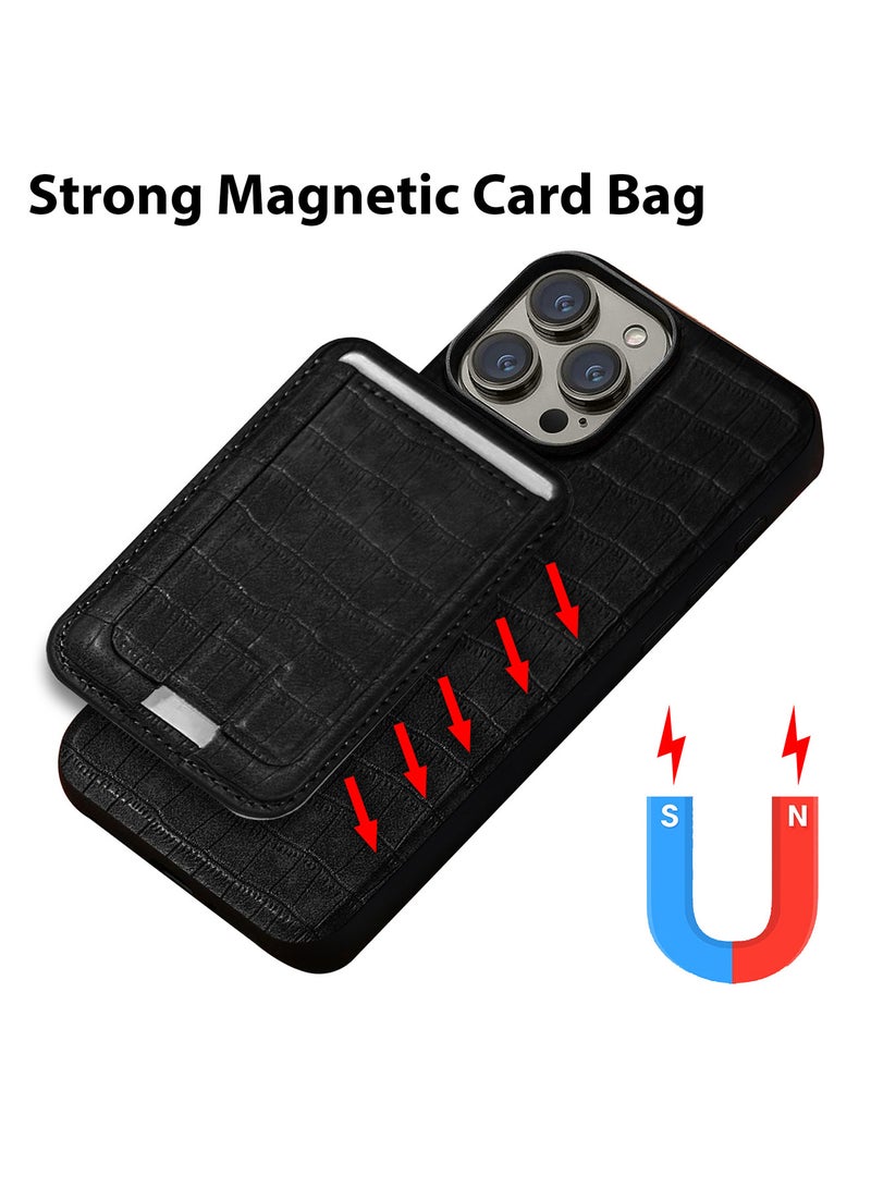 iPhone 15 Pro Max Case, Soft Flexible PU Leather, Durable Anti-Scratch Case with Detachable Classic Card Wallet Holder Black-1
