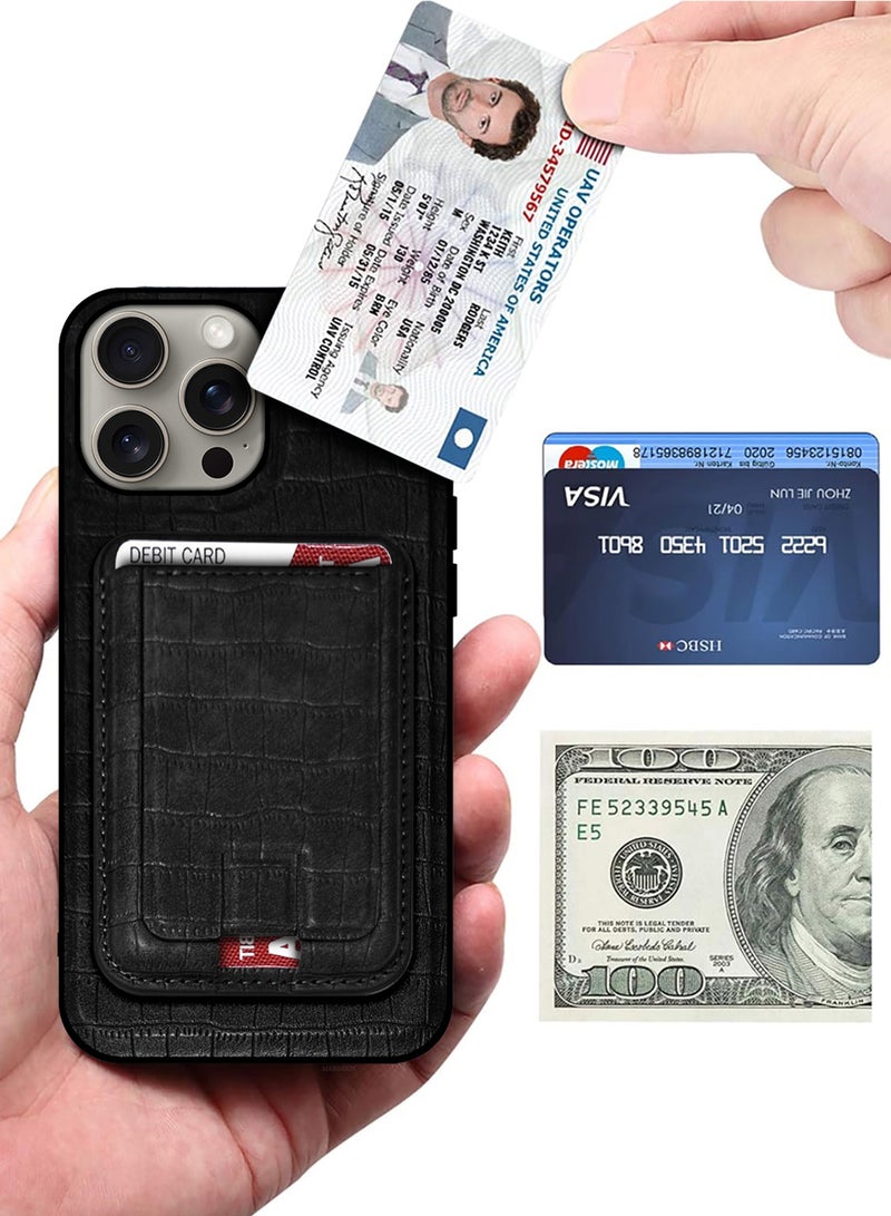 iPhone 15 Pro Max Case, Soft Flexible PU Leather, Durable Anti-Scratch Case with Detachable Classic Card Wallet Holder Black-1