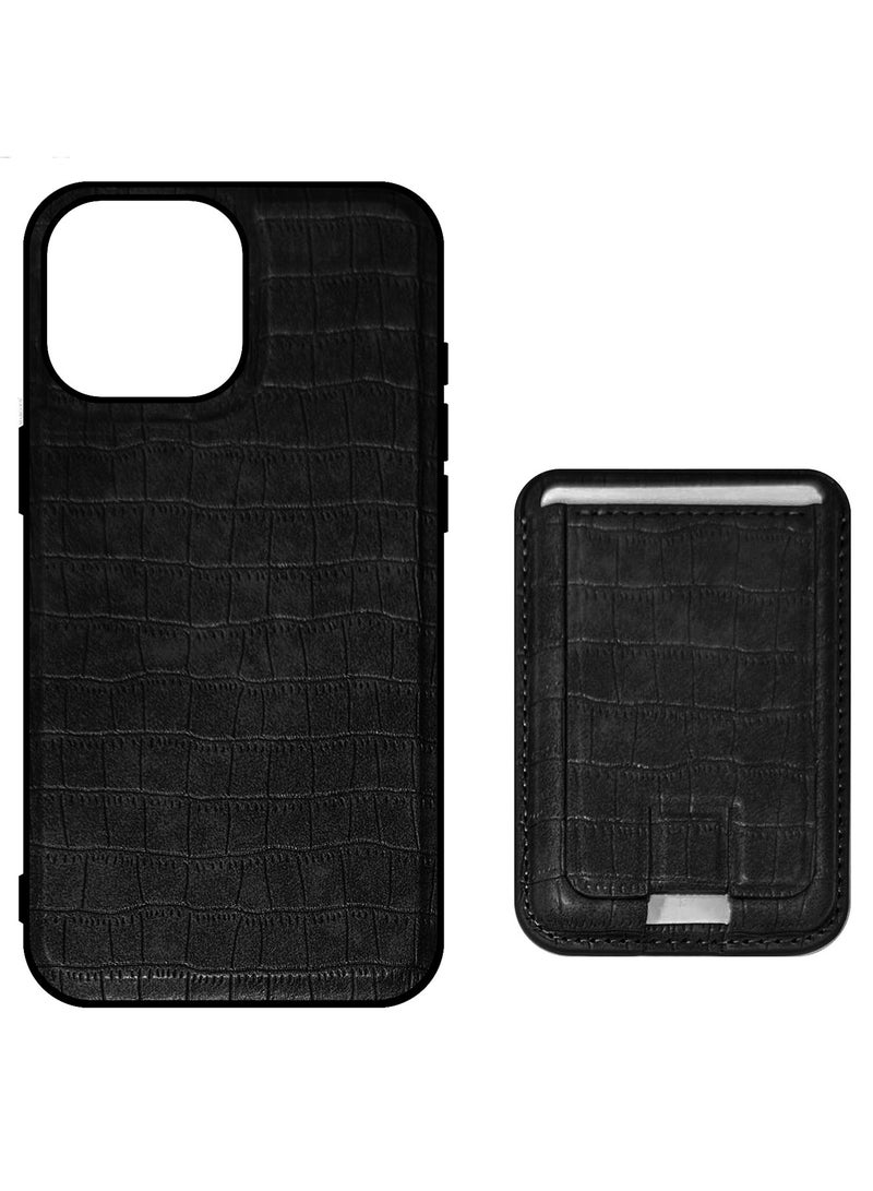 iPhone 15 Pro Max Case, Soft Flexible PU Leather, Durable Anti-Scratch Case with Detachable Classic Card Wallet Holder Black-1