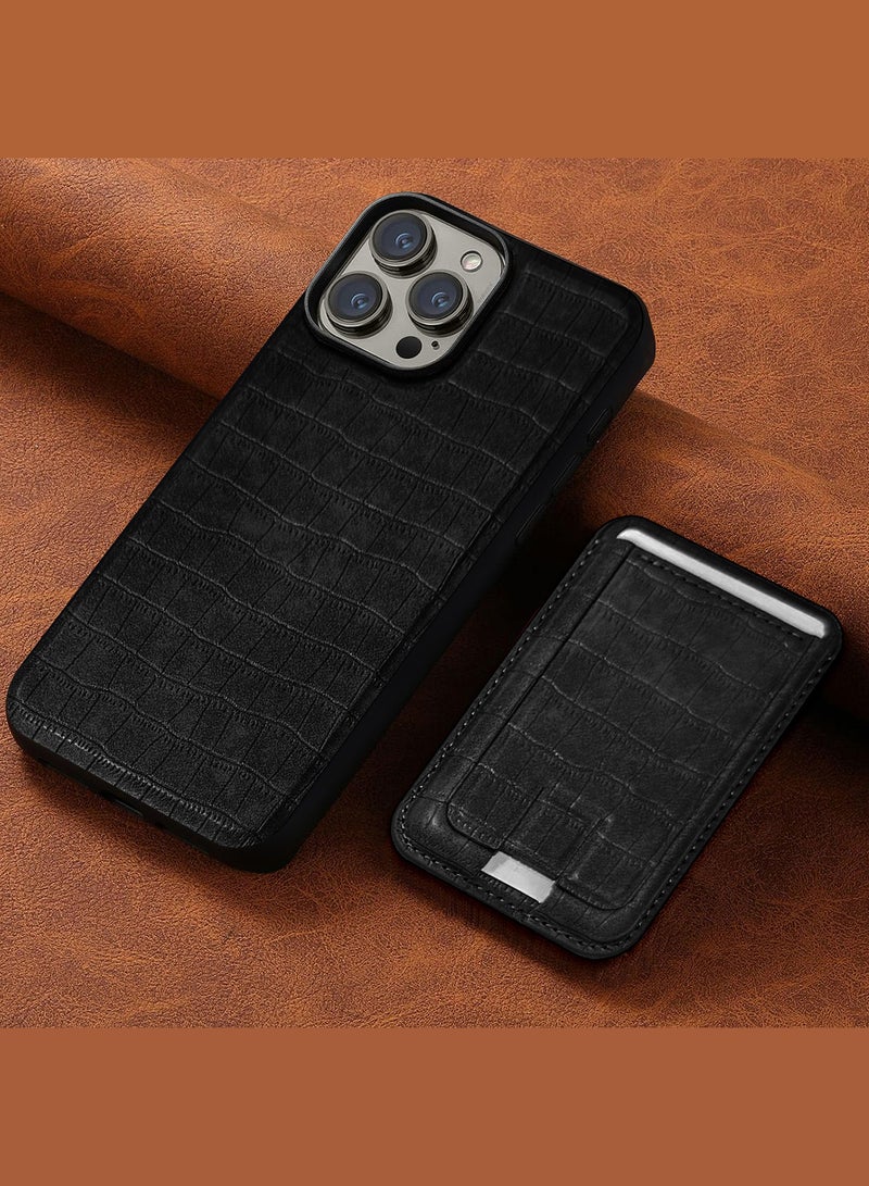 iPhone 15 Pro Max Case, Soft Flexible PU Leather, Durable Anti-Scratch Case with Detachable Classic Card Wallet Holder Black-1