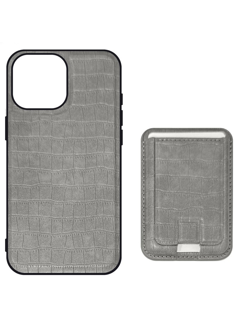 MARGOUN iPhone 15 Pro Max Case, Soft Flexible PU Leather, Durable Anti-Scratch Case with Detachable Classic Card Wallet Holder Grey-1  - Image 2
