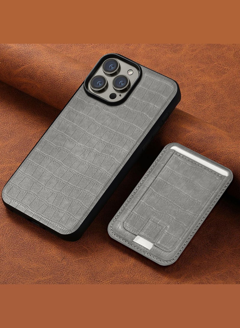 MARGOUN iPhone 15 Pro Max Case 2 Pack, Soft Flexible PU Leather, Durable Anti-Scratch Case with Detachable Classic Card Wallet Holder,1 case 1 Screen Protector Grey-2  - Image 3