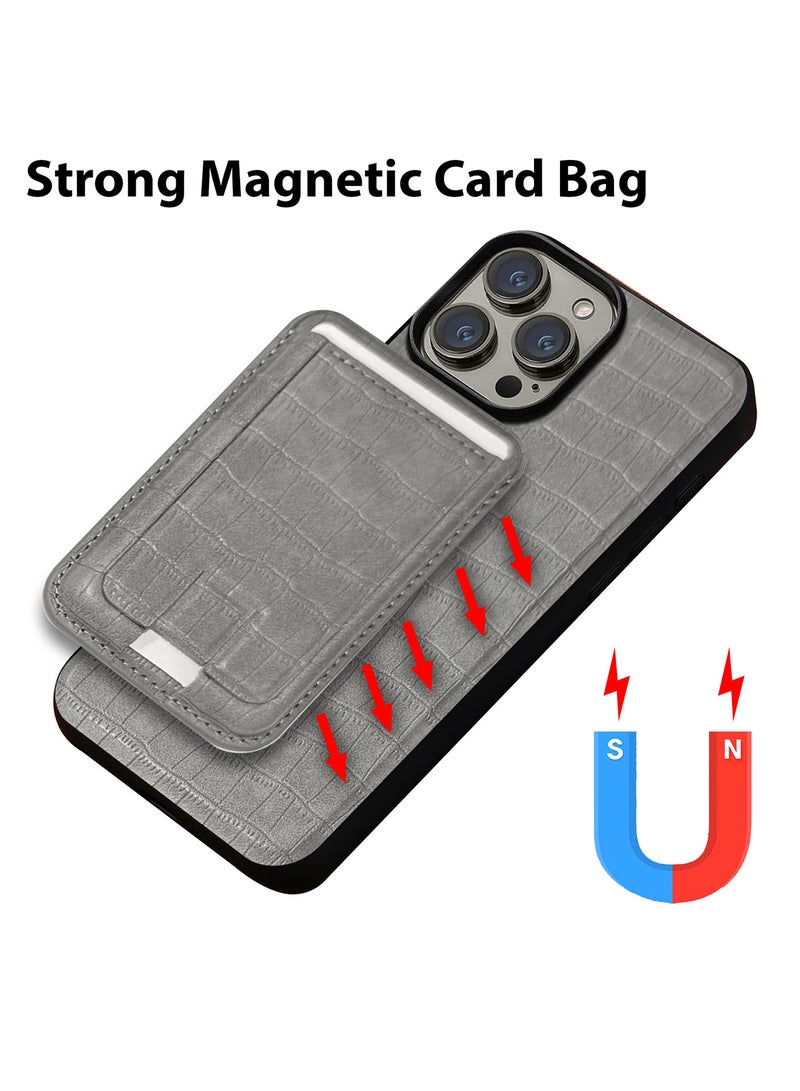MARGOUN iPhone 15 Pro Max Case 3 Pack, Soft Flexible PU Leather, Durable Anti-Scratch Case with Detachable Classic Card Wallet Holder,1 case 2 Screen Protectors Grey-3  - Image 4