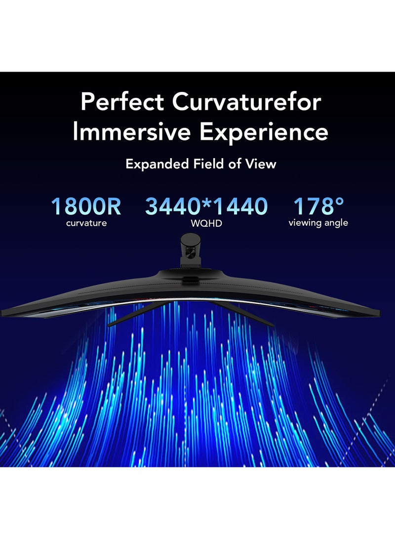 إنجو 34 بوصة TFT -MVA (3440x1440) شاشة ألعاب InnJoo IPS مع نوع عرض LED، معدل تحديث 200 هرتز، زمن استجابة 2 مللي ثانية، x1 HDMI، AMD FreeSync - Image 3