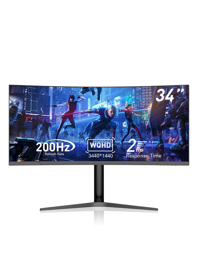 إنجو 34 بوصة TFT -MVA (3440x1440) شاشة ألعاب InnJoo IPS مع نوع عرض LED، معدل تحديث 200 هرتز، زمن استجابة 2 مللي ثانية، x1 HDMI، AMD FreeSync - Image 1