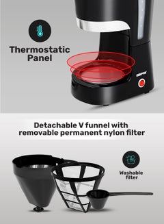 GEEPAS Renewed - Coffee Maker Filter Coffee Machine 1.5 L 850 W GCM6103 Black/Clear  - Image 5