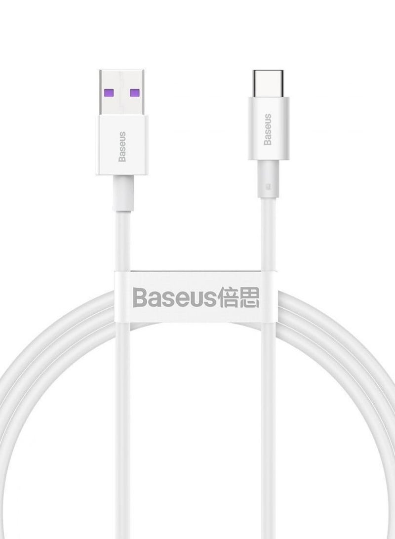 Baseus Superior Series Fast Charging Data Cable USB to Type-C 66W 1m - White - Image 1