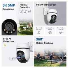TP-LINK Tapo 3K 5MP (2880×1620 px)  360° Panoramic View Outdoor Pan/Tilt Security WiFi Camera，IP66 Weatherproofing  - Image 5