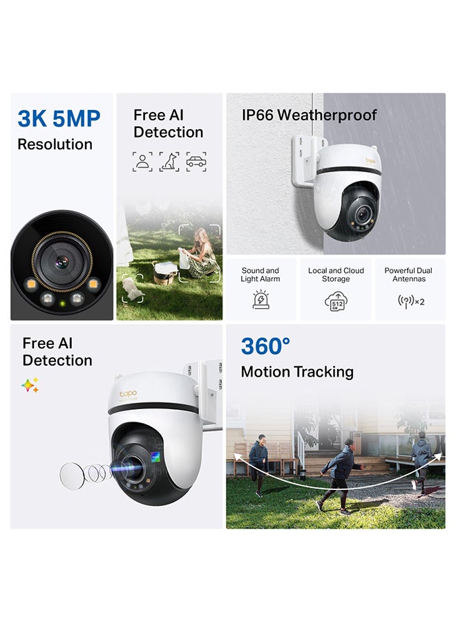 TP-LINK Tapo TC43 3K 5MP (2880×1620 px)  360° Panoramic View Outdoor Pan/Tilt Security WiFi Camera, IP66 Weatherproofing  - Image 4