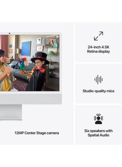 أبل iMac With 24-inch 4.5K Retina (4480x2520) Display, M4 chip 10-core CPU Processor/24GB RAM/1TB SSD/10‑core GPU/MacOS Sequoia/ English/Arabic Silver  - Image 3