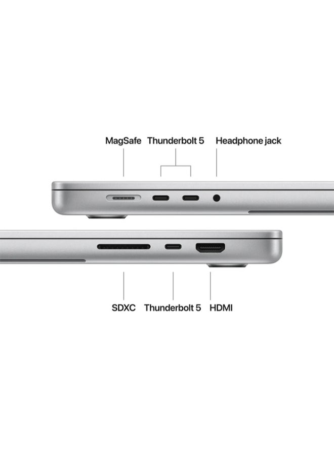 Apple - MacBook Pro With 16-Inch Liquid Retina XDR (3456x2234) Display,M4 Pro chip 14‑core CPU Processor/48GB RAM DDR5/1TB SSD/20‑core GPU/MacOS Sequoia/ English/Arabic Silver - Image 1