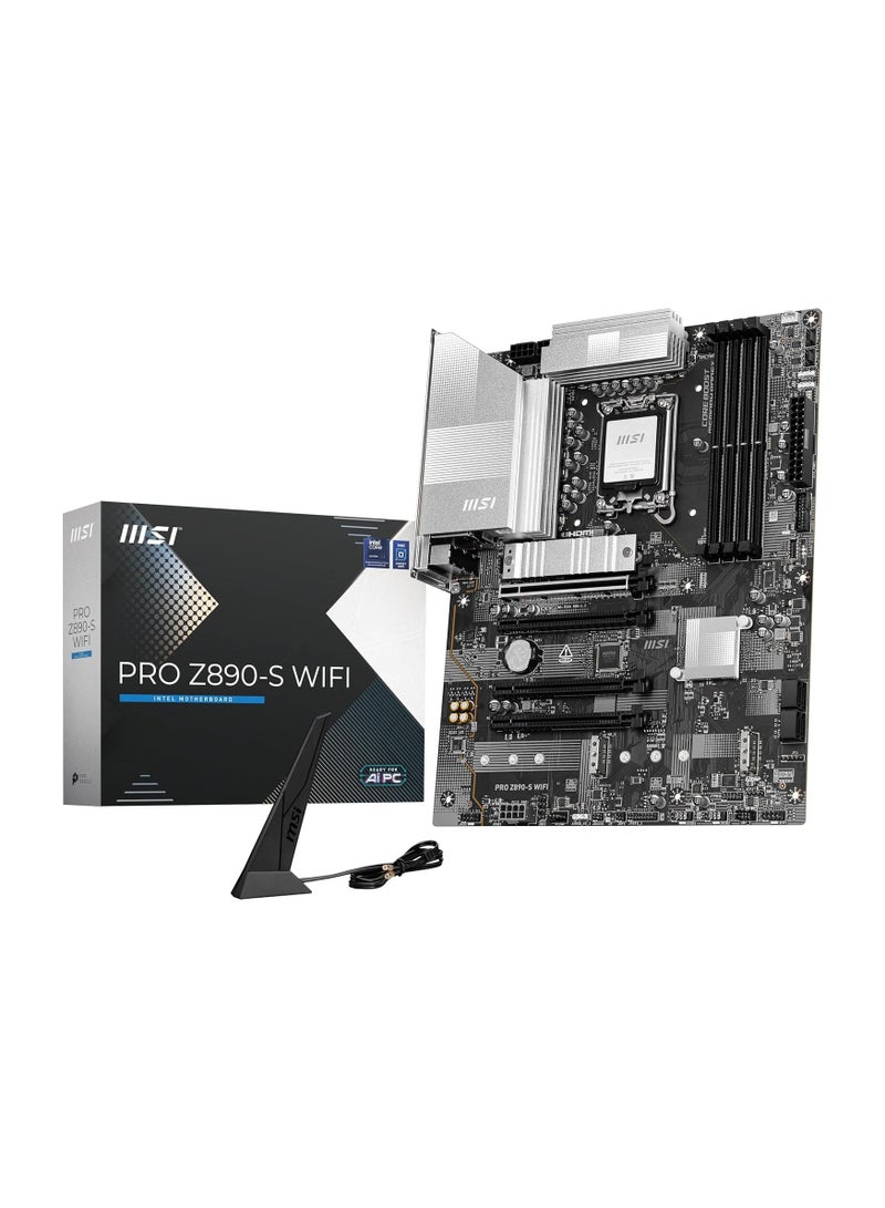 إم اس أي PRO Z890-S WiFi ProSeries Motherboard (Support Core Ultra Series 2 Intel Processors, LGA 1851, DDR5, PCIe 5.0, M.2, SATA, 2.5Gbps LAN, USB Type-C, Wi-Fi 7, Bluetooth 5.4, Thunderbolt 4, ATX) Grey  - Image 1
