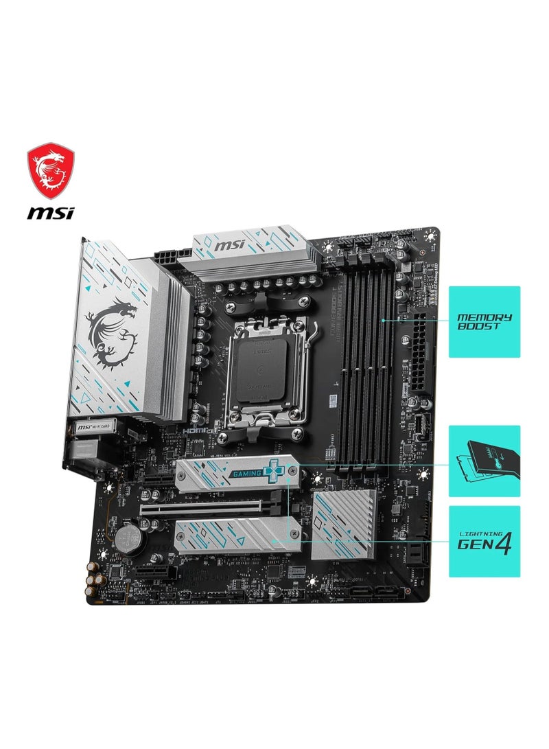 إم اس أي - B650M GAMING PLUS WIFI Motherboard, mATX - Supports AMD Ryzen 9000/8000 / 7000 Series Processors, AM5 - DDR5 Memory Boost 7800+ MHz/OC, PCIe 4.0 x16, M.2 Gen4, Wi-Fi 6E Grey - Image 1